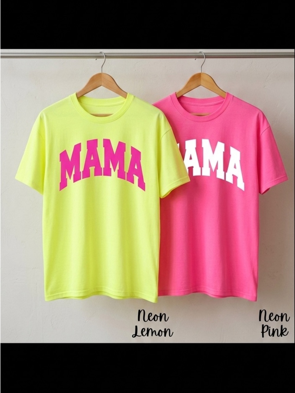Gildan Neon Lemon and Neon Pink "MAMA" Short Sleeve Tee